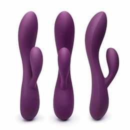 plusOne Dual Rabbit Vibrator for Women - Made of Body-Safe Silicone Fully Waterproof USB Rechargeable Dual Vibrating Massager with 10 Vibration Settings