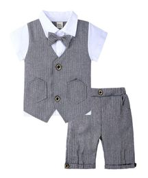 Summer boys 2pcs sets Gentleman Suit Shirt shorts Baby Boy Clothes For Kids Designer Childrens Clothing Set7857124
