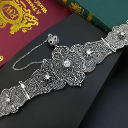 Sunspicems Chic Crystal Caucasus Belt Rivet For Women Wedding Dress Relief Flower Waist Chain Retro Gold Color Body Jewelry 240401