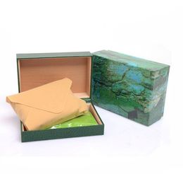 2019 Factory Supplier Luxury Green boxes Original Box Wooden Watch Box Papers Card Wallet Boxes green watch Boxes7496090