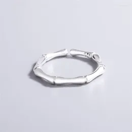 Cluster Rings Aestethic Elegant Jewellery Mini Bamboo Cute Fresh 925 Silver Color Female Resizable Opening 997