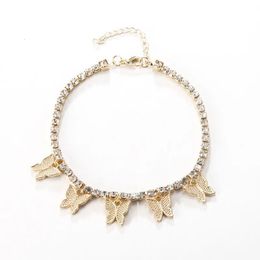 Beach Crystal Butterfly Foot Anklet For Women Bohemian Female Anklets Summer Bracelet On the leg Jewelry Gifts 240408