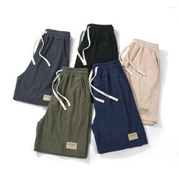 Men's Shorts LANGYETW Summer Trendy Chenille Green Couple's Solid Colour Casual Loose Straight Split Beach Pants