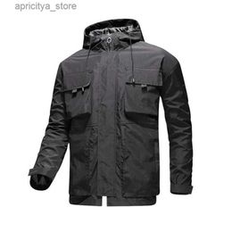 Outdoor Jackets Hoodies Spring summer fashion hooded windbreaker mens jacket light windbreaker coat large Outdoor hiking jacket L48