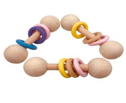 2020 New Baby Teether Toys Beech Wooden Rattle Wood Teething Rodent Ring Musical Chew For Children Goods3294167