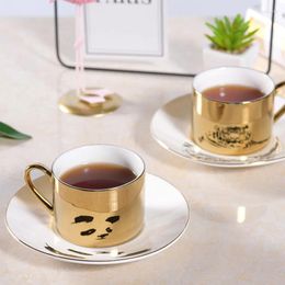 Mugs 220ml Panda Reflection Cup Creative Animals Reflect Mirror Coffee With Saucer Breakfast Water Bottle Christmas Gift