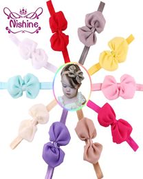 Nishine Baby Chiffon Bow Headbands Girl Headwraps Infant Children Hair Accessories Newborn Bowknot Hairband Baby Pography Props7802835