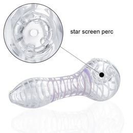 CSYC Y288 Glass Pipes Star Screen Perc Smoking Pipe About 4.33 Inches Handcrafted Spoon Pipe Manufacture Hand-blown and Beautifully