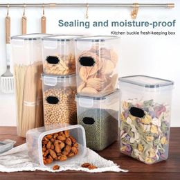 Storage Bottles Plastic Crisper With Side Locking Lids Airtight Food Containers Set Of 4 5.2l For Oats Preserving