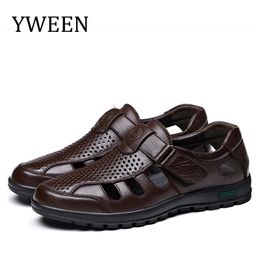 YWEEN Big Size Men Sandals Fashionable Leather Outdoor Casual Shoes Breathable Fisherman Beach 240403