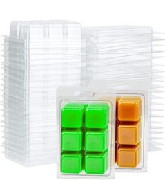 Craft Tools 100 Packs Wax Melt Clamshells Moulds Square 6 Cavity Clear Plastic Cube Tray For CandleMaking Soap8919315