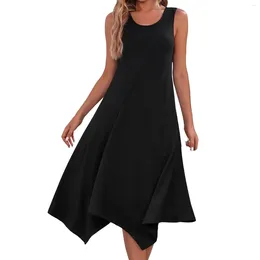 Casual Dresses Women's Summer Dress 2024 Sleeveless Sundress Elegant Irregular Beach Party A Line Holiday Maxi Tank