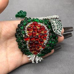 Brooches Heavy Industry Bionic Pomegranate Corsage Inlaid With Glass Personality Design Women's Exquisite High-grade Brooch
