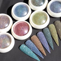 Glitter NEW 8Colors/Set Rainbow Glitter FineUltra reflection Glitter Powder ,Reflective Nail Glitter Powder Holographic Nail DustBDF10