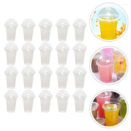 Disposable Cups Straws 30 Sets Drink Juice Cup Plastic Lid Beverage Package Transparent Smoothie Clear Milk Cold Abs Child