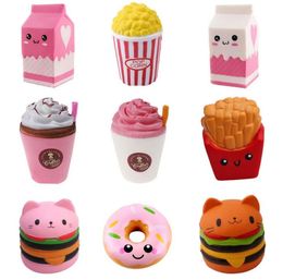 Slow Rebound Squishy Toys Cartoon Milk Carton Hamburger Chips Popcorn Squeeze Fidget Toy Stress Relief Decompression Toys Anxiety 3269050