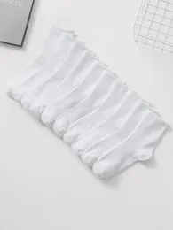 Men's Socks 10 Pairs Solid Colour White For Men High Tube Middle Stockings Fashionable And Classical Set