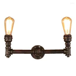 Wall Lamp Aged Steel Lighting Industrial Water Pipe Antique Copper Finished 110V/220V E27 2-arm Iron Edison
