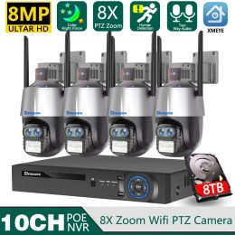 Lens 8ch 4k Wifi Ptz Ip Camera System Set 8x Zoom Dual Lens Wireless Surveillance Camera System with 8mp 10ch Poe Nvr Security System