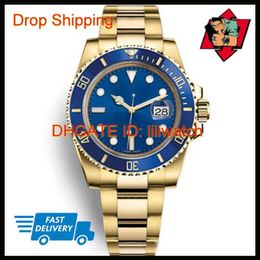 Top Luxury Mens Watches Mechanical Stainless Steel Automatic Gold Watch with Crown Sports Selfwind Blue Watches 116610 Wristwatch6548748