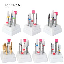 Guns 7pcs Ceramic Drill Bit Nails Milling Cutter for Manicure Hine Kit Electric Manicure Set Nail Files Drill Bits Nail Art Tool