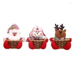 Christmas Decorations Lovely Cartoon Fruit Basket Hand-woven Candy Storage Box Decorative Desktop Decors For Fruits & Candies