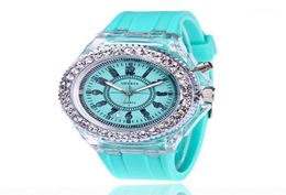 Wristwatches Fashion Flash Luminous Watch Personality Trends Students Lovers Jellies Woman Men039s Watches Light Wrist Reloj Ho2322467