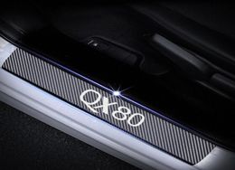 For Infiniti QX80 Door Sill Protector Reflective 4D Carbon Fiber Sticker Door Entry Guard Sill Car Styling Dashboard Car Accessori2530837