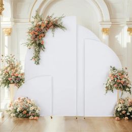 Party Decoration 4Pcs Spandex Wedding Arch Cover Backdrop Fitting 2-Sided Half Moon Top Chiara Stand For Birthday Decor