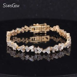 9K Yellow Gold S925 Plated Religious Bracelet with Baguette and round Shapes Prong Setting Geometric Pattern