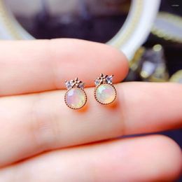 Stud Earrings Classic Simple Ladies Sterling Silver 925 Natural Opal High Quality Pendant Wedding Certified Jewellery