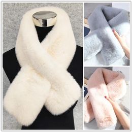 Scarves Casual Imitation Hair Scarf Solid Colour Faux Fur Collar Plush Knitted Winter Warm Thicken Neckerchief Accessories