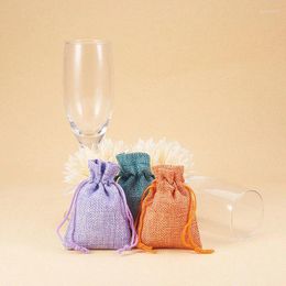 Gift Wrap 10pcs 7 9cm Vintage Natural Burlap Bag Wedding Party Cookies Candy Drawstrings Jewelry Packaging Wrapping Pouches