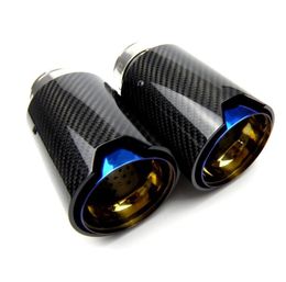 GTPARTS 1PCS Universal car exhaust pipe M LOGO Burnt Blue Carbon Fibre Exhaust Tips for BMW f21 f22 f30 f32 f346117745
