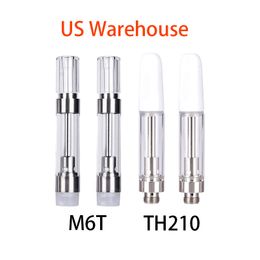 USA Warehouse M6T Th205 Glass Tank Oil Carts Atomizers Ceramic Coil Empty Tank fit 510 Thread Battery for Thick Oil Atomizer Fast Shipping