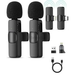 Microphones 2.4G Wireless Lavalier Microphone Noise Cancelling Audio Video Recording for iPhone/iPad/Android/Samsung Live Gaming Mic 240408