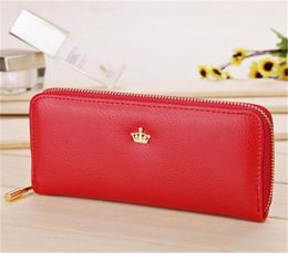Whole 2017 New Women Ladies Wallets Soft Leather Wallet Crown Clutch Leather Bags Purse Popular Handbags With Strap J4151579396