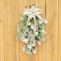 Decorative Flowers Christmas Garland Ornaments Hanging Home Window Decor Wall Door Party Decorations Year 2024