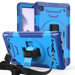 Rugged Case for Sam Tab A7 Lite 8.7 inch TPU+PC Case, Heavy Duty Shockproof with Hand Strap 360 Degree Rotatable Kickstand Protective for T220/T225