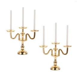 Candle Holders 2 Pcs Top Hat Candlestick Lamp Retro Home Decor Mini Vintage Light Alloy Crafts