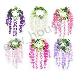 18m Artificial Wisteria Flowers 7 Colors Wall Hanging DIY Rattan Centerpiece Xmas Party Wedding Decoration Backdrop9853975