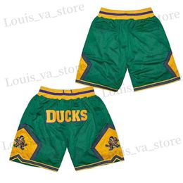 Men's Shorts Men Basketball Shorts Mighty Ducks Of Anaheim Four Pockets Sewing Embroidery Sports Outdoor Beach Pants Grn 2023 New T240408