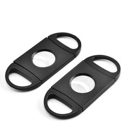 Pocket Plastic Stainless Steel Cigar Cutter Knife Double Blades Scissors Tobacco Cigars Tool ABS Black Cigar Accessories3386135