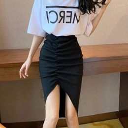 Skirts Women Solid Leisure Streetwear Summer Slim Elegant Soft Asymmetrical Simple Daily Attractive Split