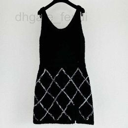 Basic & Casual Dresses Designer Brand 24 Spring/summer New Product Small Xiangfeng Lingge Dress Black N9IB