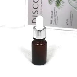 Storage Bottles 100pcs 10ml Smooth Brown Glass Dropper Empty Bottle Aluminium Lid Cosmetic Essential Oil Packaging Container