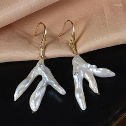 Dangle Earrings Chicken Claw Baroque Natural Freshwater Pearl S925 Entire Sterling Silver Tassel Diamond