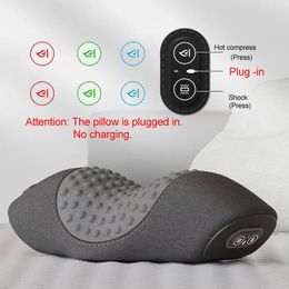 Electric Plugged In Neck Massager Pillow 3 modes Heating vibration massage Neck Stretcher Cervical Neck Traction Relax Massager 240327