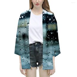 Ethnic Clothing Summer Raindrop Print Kimono Unisex Funny Fashion Hawaiian Shirt Beach Tops Bathrobe Loose Yukata Japanese Clothes Haori