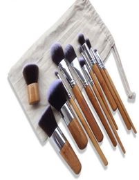 11pcsset Natural Bamboo Professional Makeup Brushes Set Foundation Blending Brush Tool Cosmetic Kits Makeup Set Brusher3670759